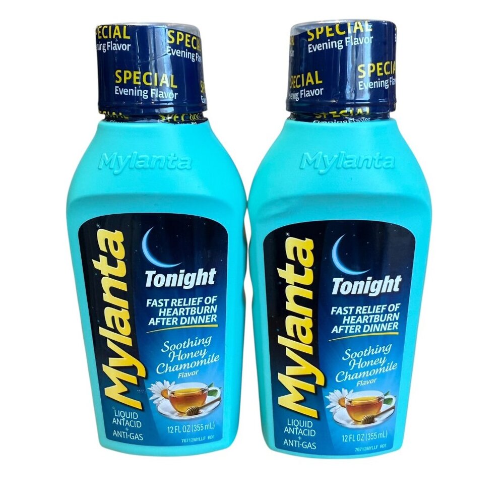 Mylanta Tonight Soothing Honey Chamomile Exp 08/25 12 oz Heartburn Relief x2